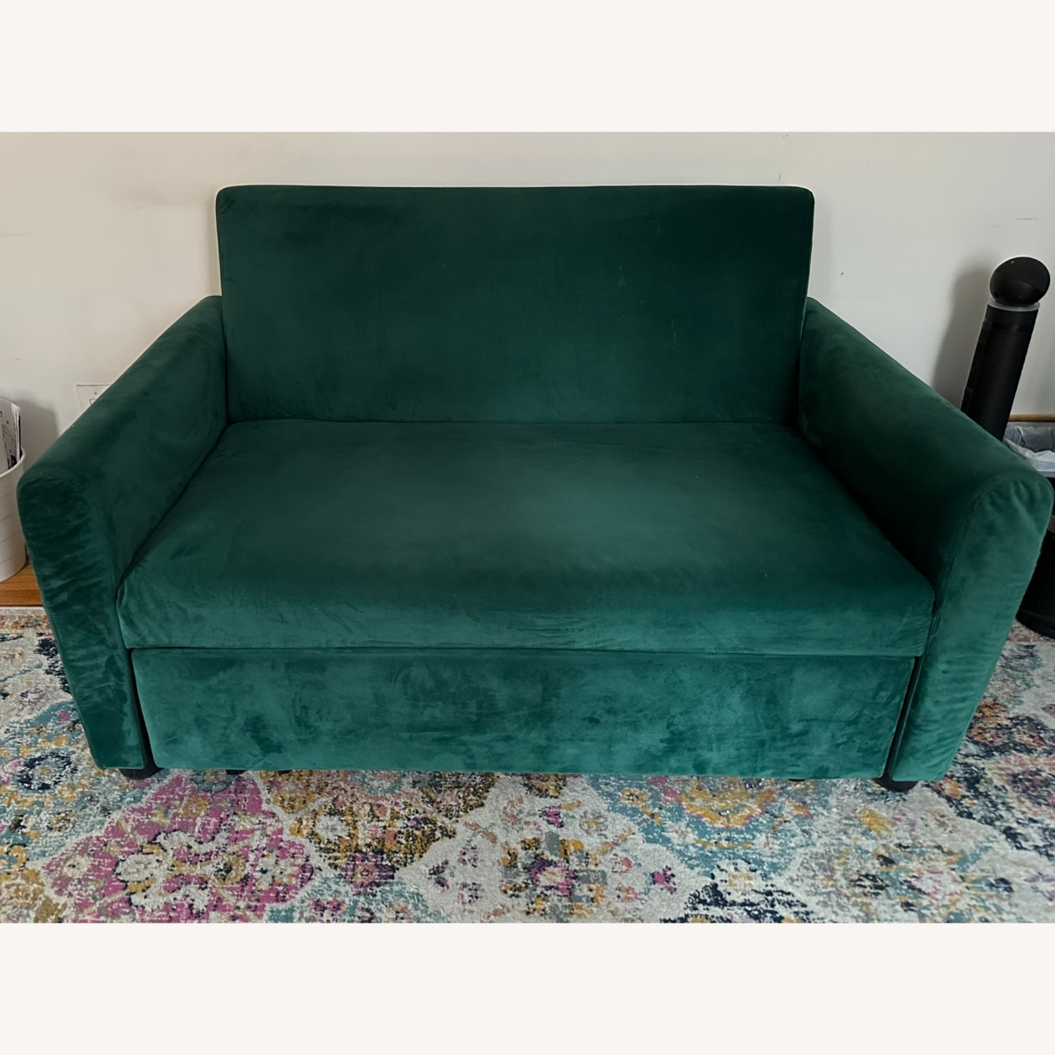Green Velvet 2-Seater Sofa and Sleeper - image-2