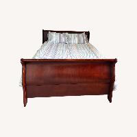 Dark Brown Wood Queen Bed