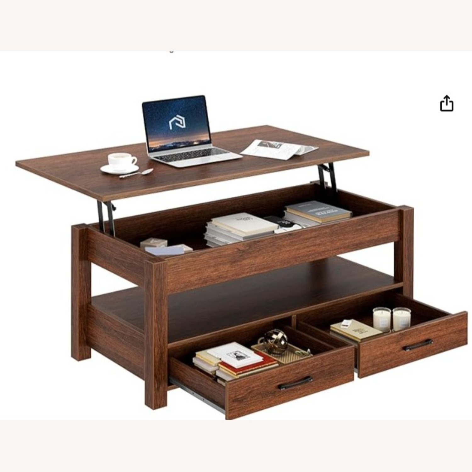 Rolanstar Lift Top Coffee Table with Drawers - image-2