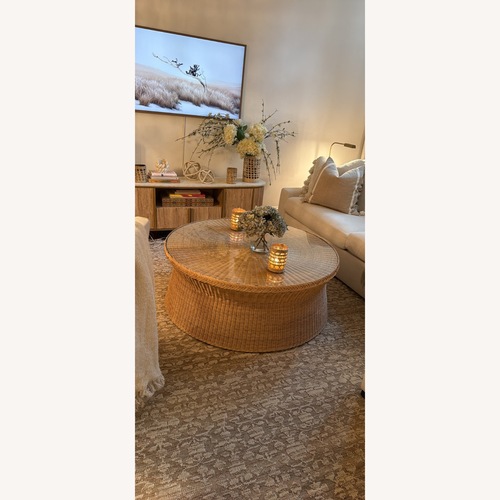 Used Serena & Lily Natural Rattan Coffee Table for sale on AptDeco