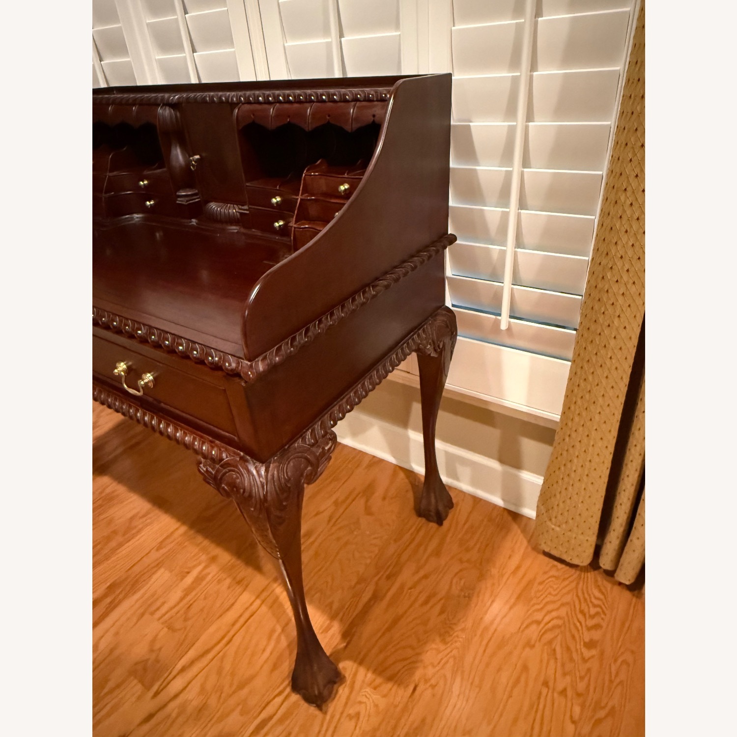 Vintage/Antique Chippendale Dark Brown Wood Desk - image-2