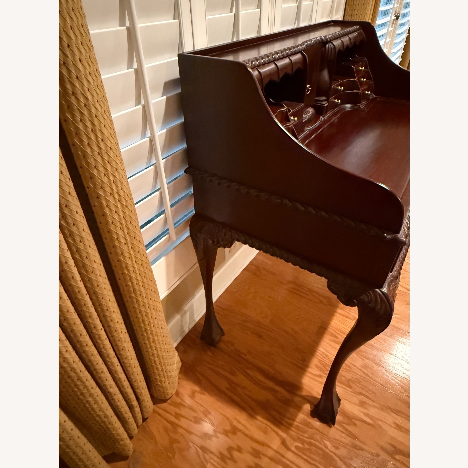 Vintage/Antique Chippendale Dark Brown Wood Desk - image-3