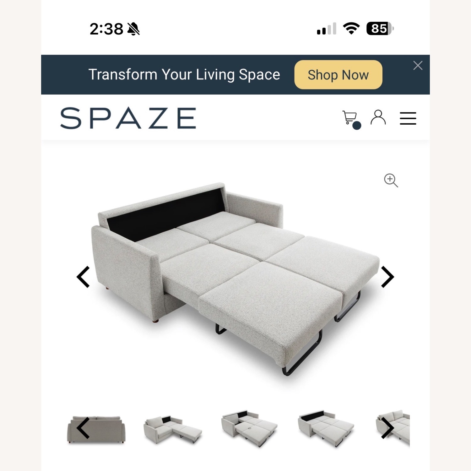 Spaze Gray Sleeper Sofa - image-3