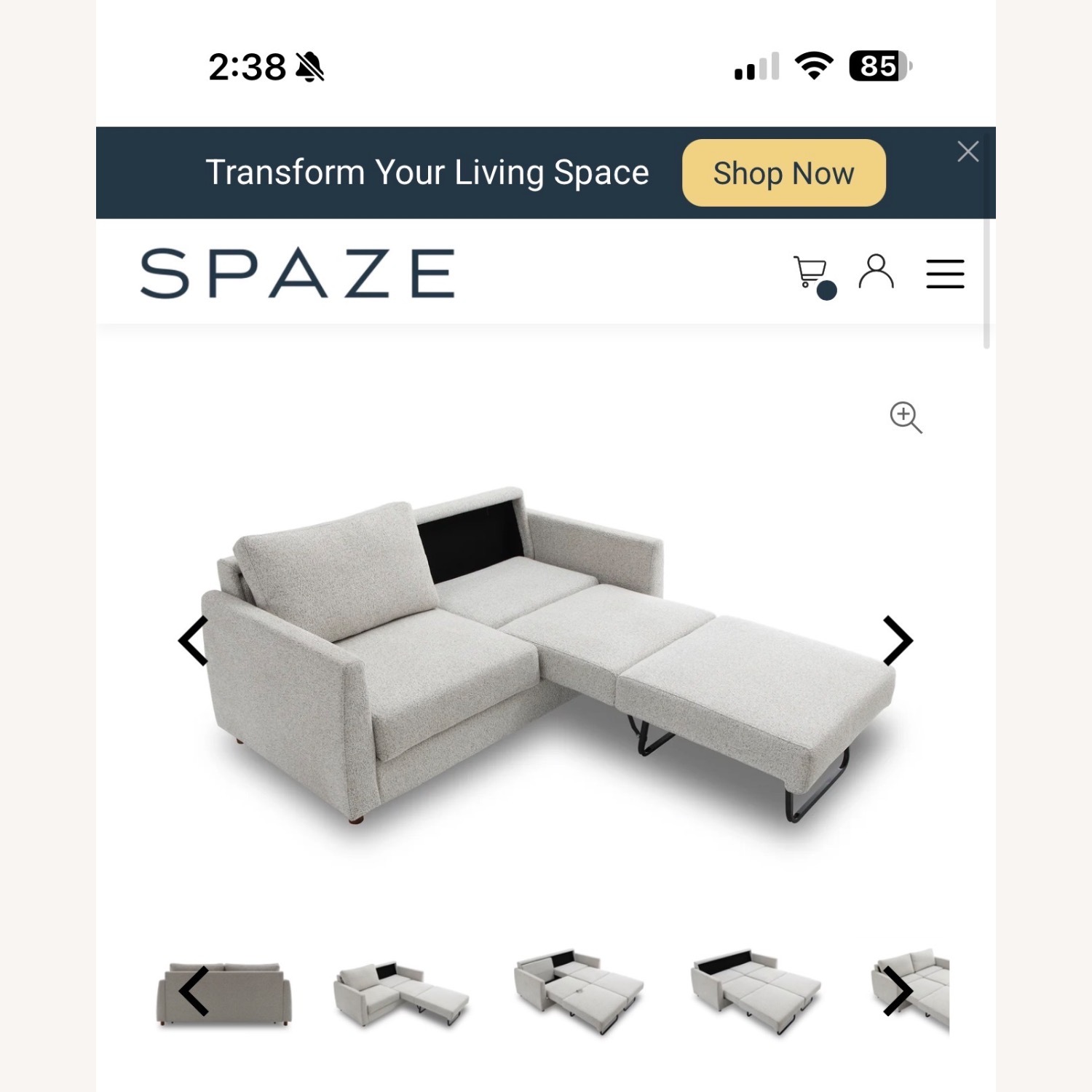 Spaze Gray Sleeper Sofa - image-4