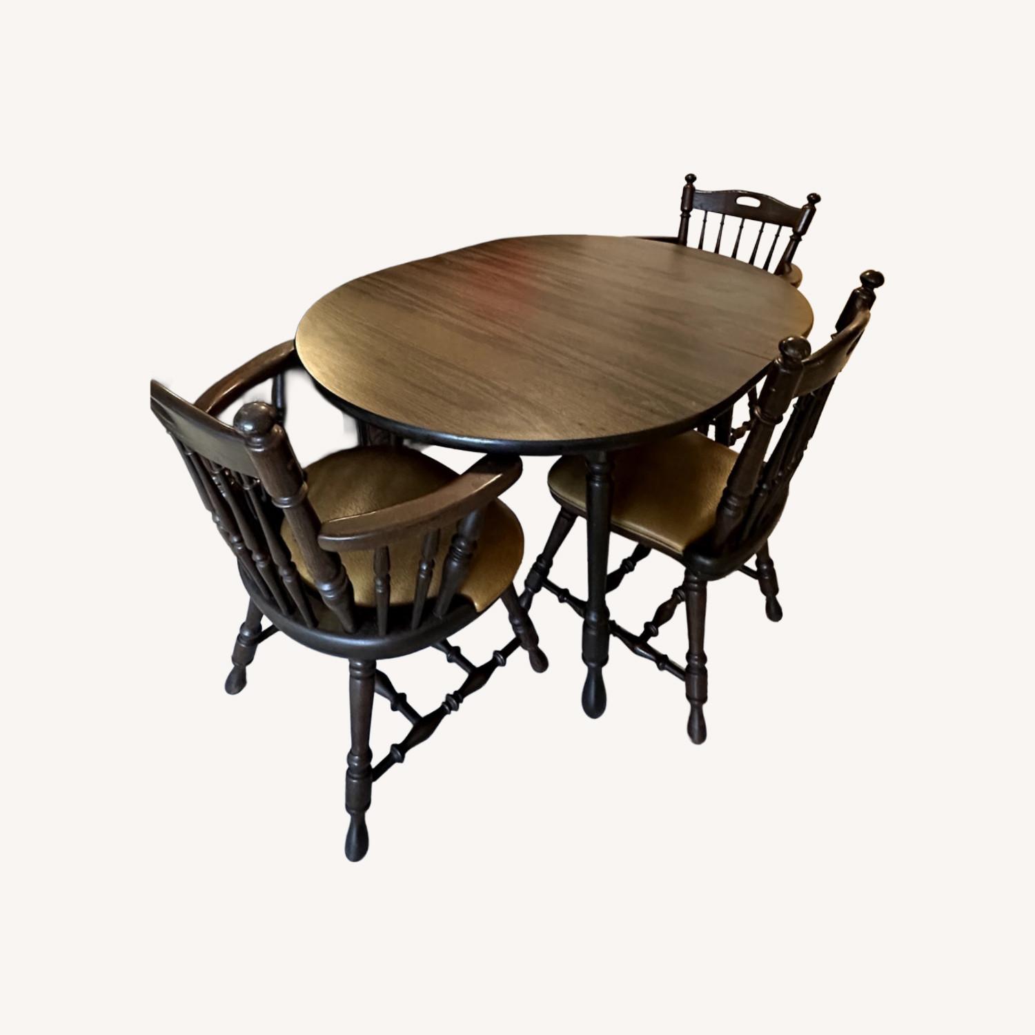 Dark Brown Wood Dining Set - AptDeco
