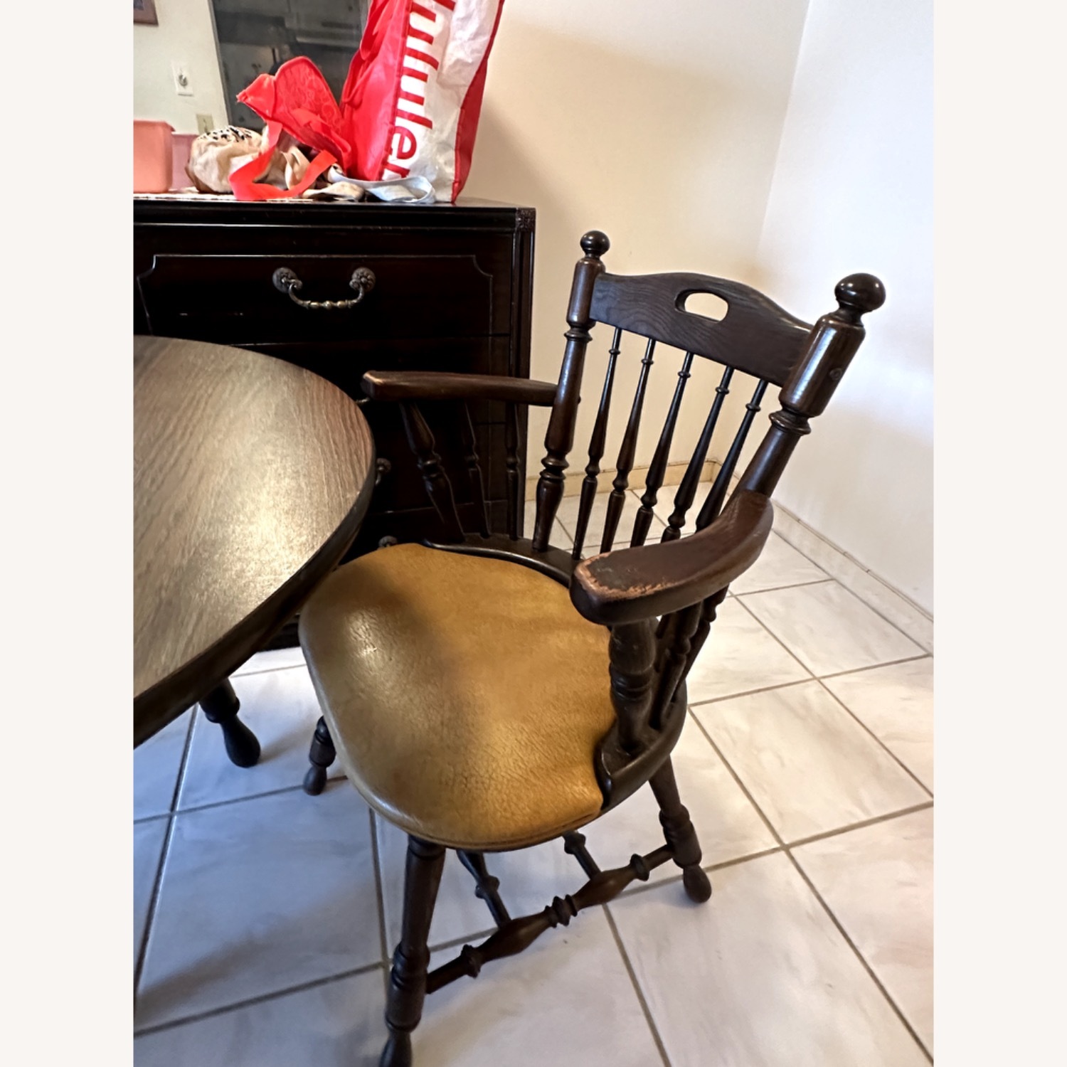 Dark Brown Wood Dining Set - image-2