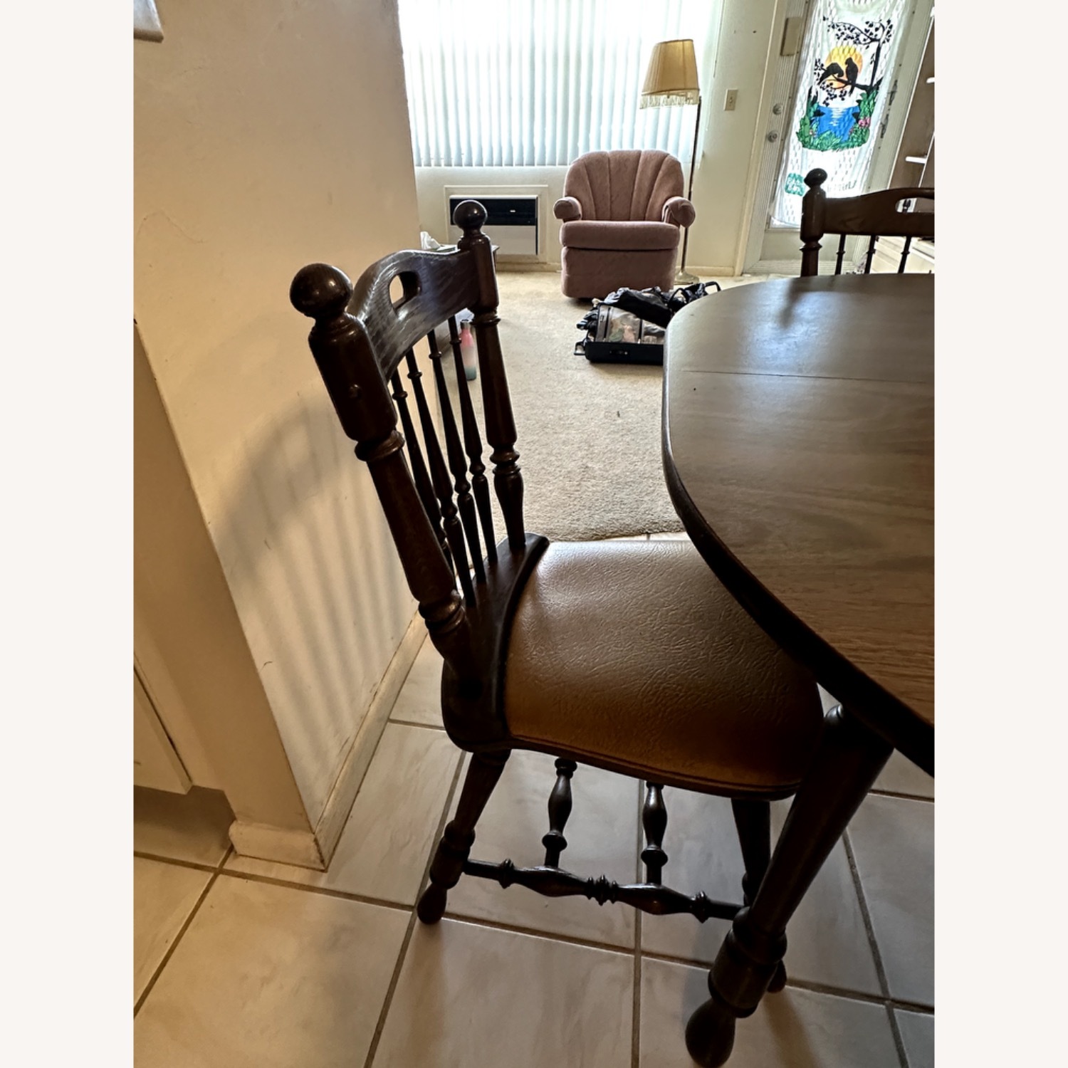 Dark Brown Wood Dining Set - image-4