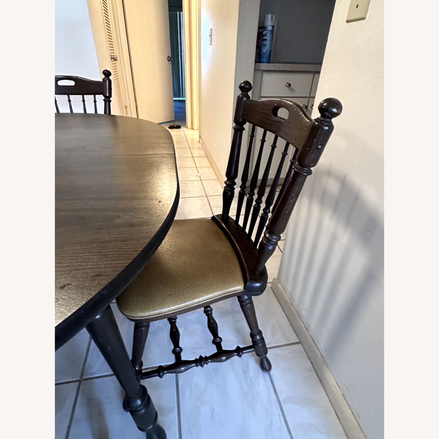Dark Brown Wood Dining Set - image-3
