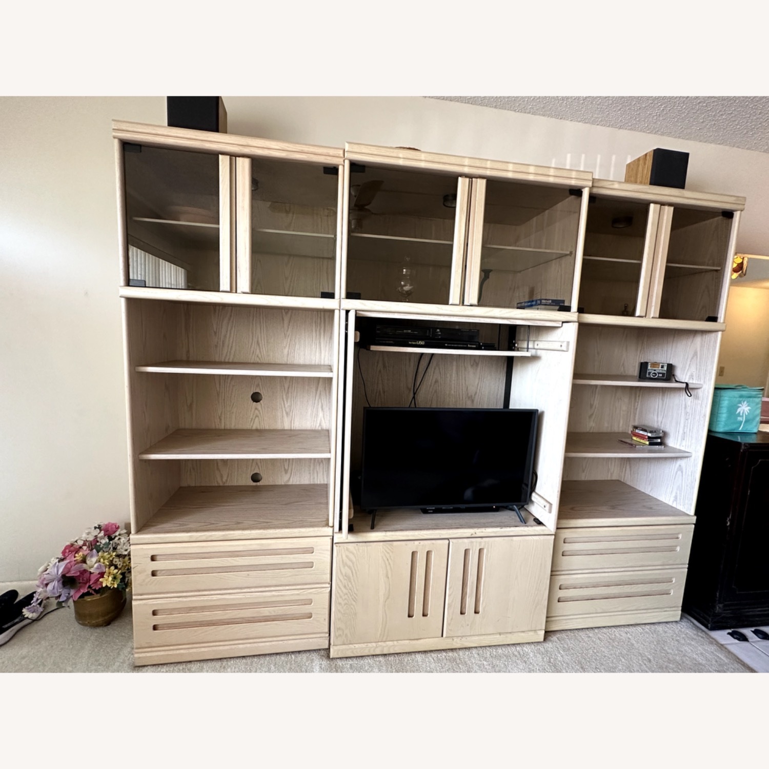 Natural Wood Veneer Media Storage - image-0