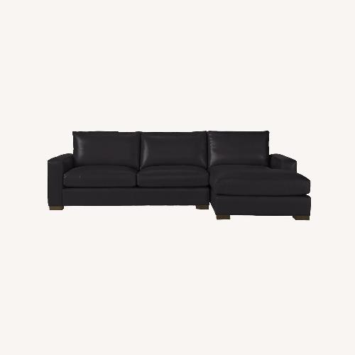 Used Room & Board Metro Blue Leather 2 Piece Sectional for sale on AptDeco