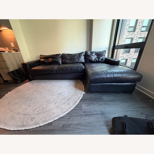 Used Room & Board Metro Blue Leather 2 Piece Sectional for sale on AptDeco