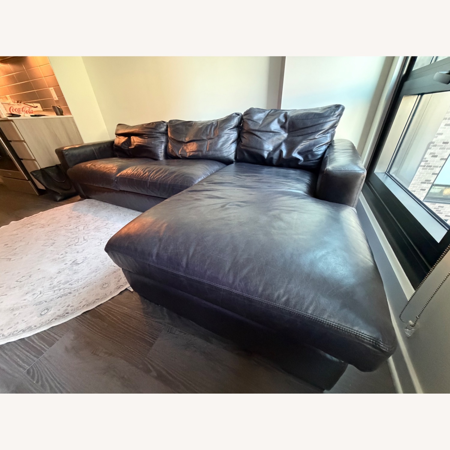 Room & Board Metro Blue Leather 2 Piece Sectional - image-5