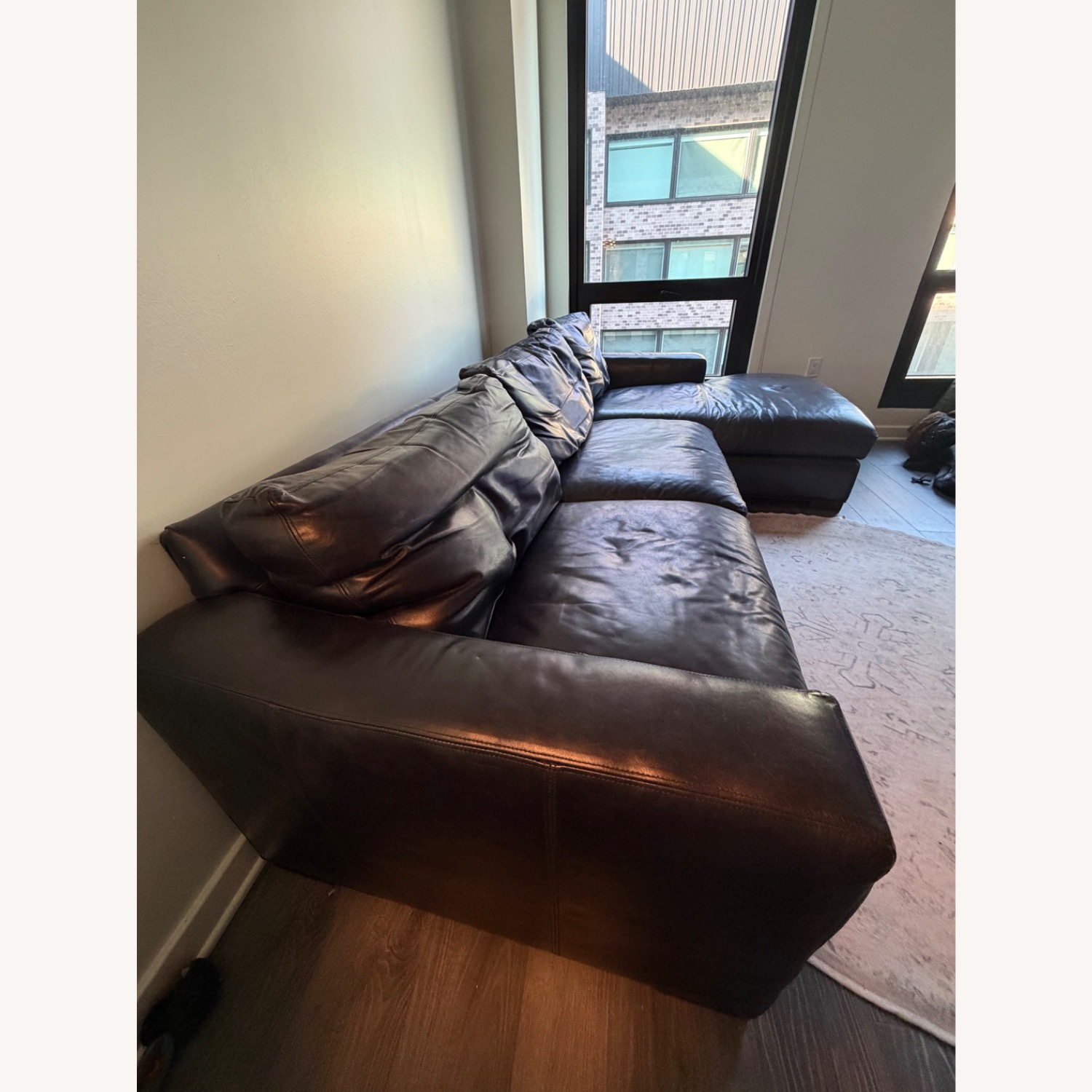 Room & Board Metro Blue Leather 2 Piece Sectional - image-2