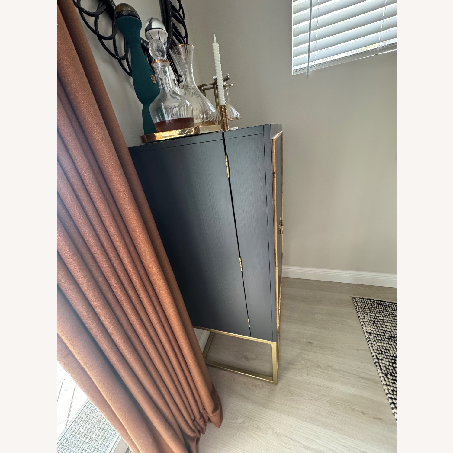 Ballard Designs Harper Campaign Bar Blue Bar Cart - image-3