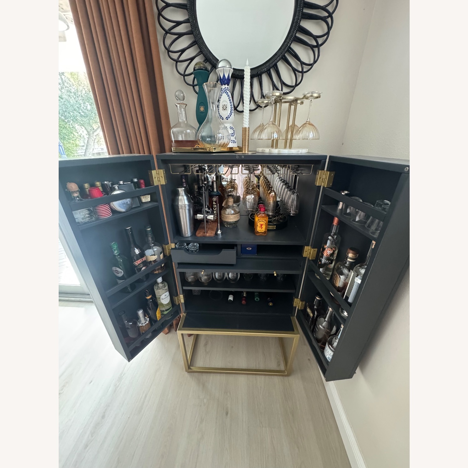 Ballard Designs Harper Campaign Bar Blue Bar Cart - image-2