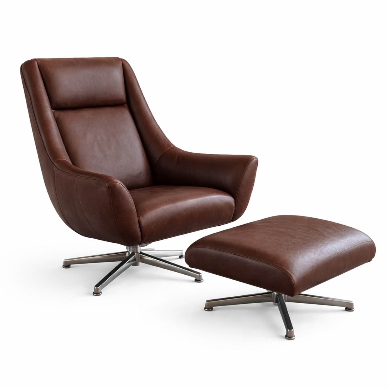 Room & Board Bourbon Leather Swivel Chair + Ottoman - image-0