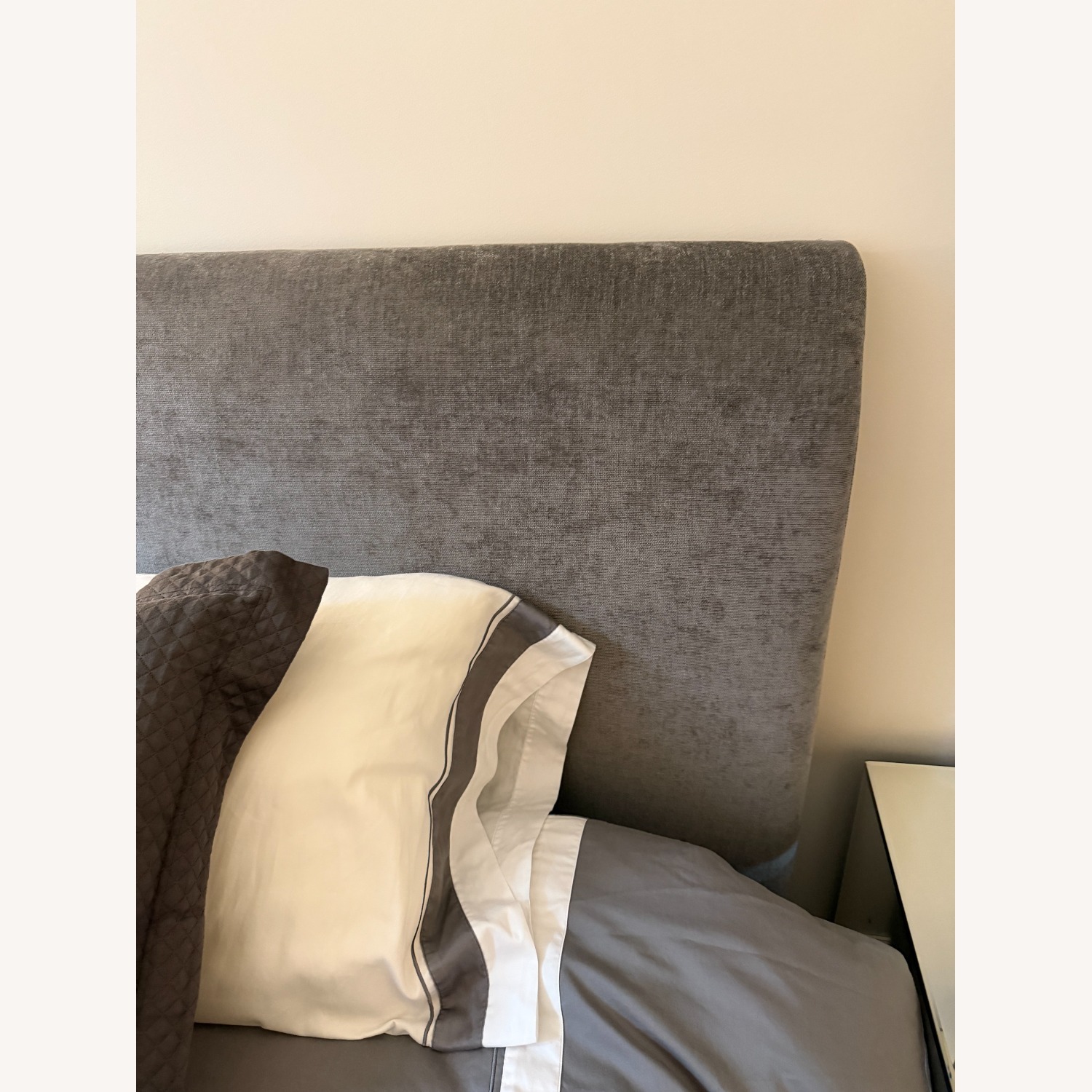 CB2 Dark Gray Fabric King Bed - image-1