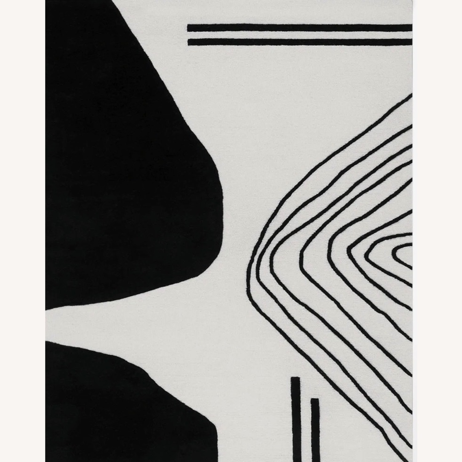 Handmade Wool Ivory/Black Rug - image-1