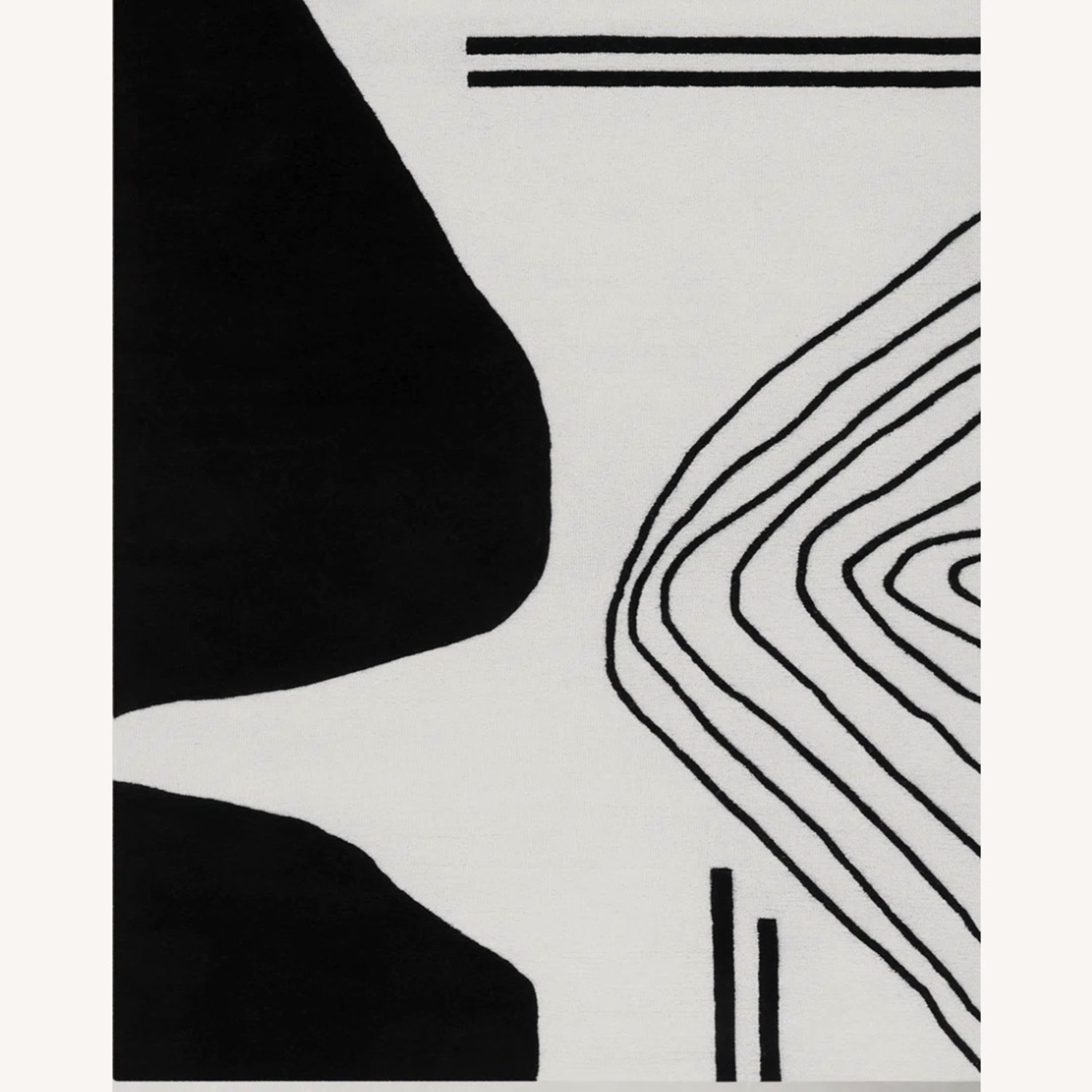 Handmade Wool Ivory/Black Rug - image-4