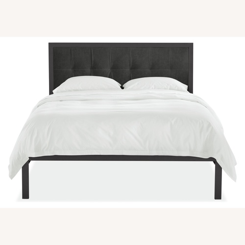 Used Room & Board Berin Black Leather Queen Bed for sale on AptDeco