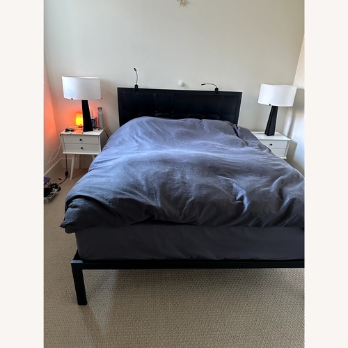 Used Room & Board Berin Black Leather Queen Bed for sale on AptDeco