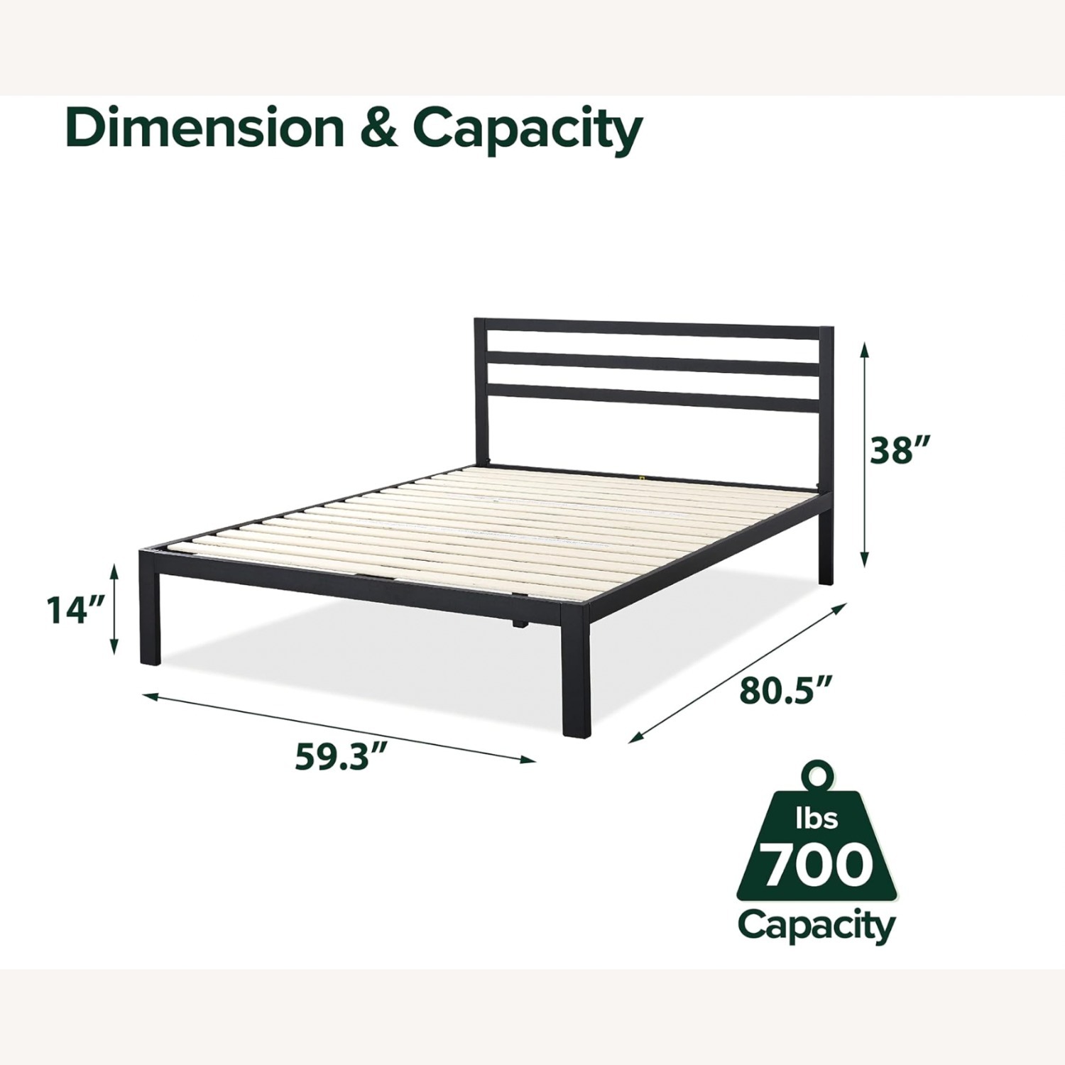 Metal Platform Bed Frame with Headboard - image-7