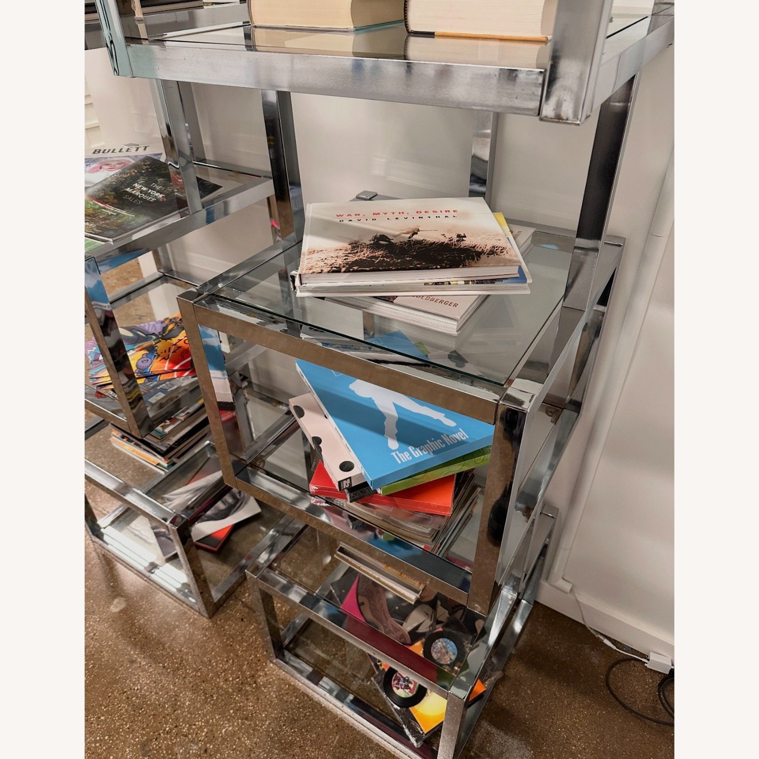 Milo Baughman Silver Bookcase - image-0