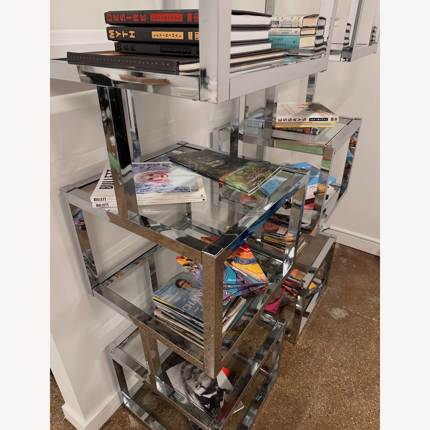 Milo Baughman Silver Bookcase - image-1