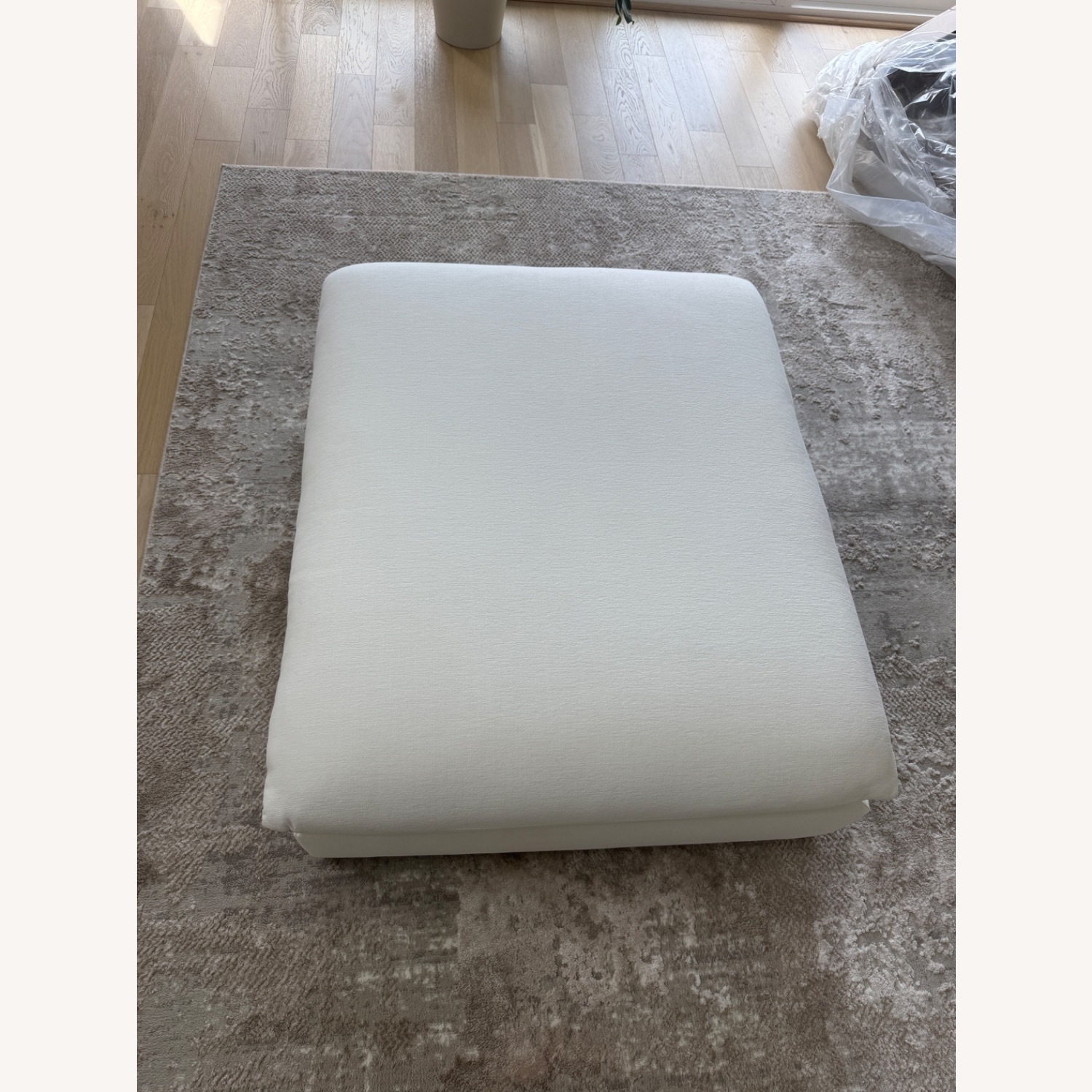 Crate & Barrel White Ottoman - image-4