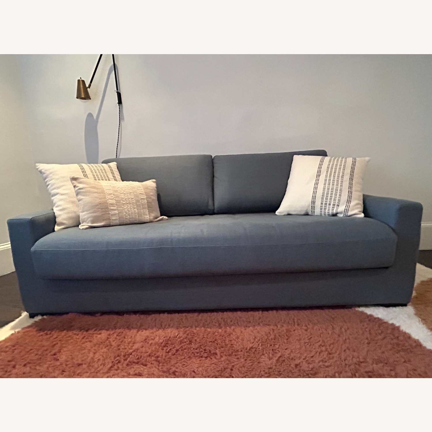 Restoration Hardware Modena Blue Linen 2 Seater Sofa - image-3