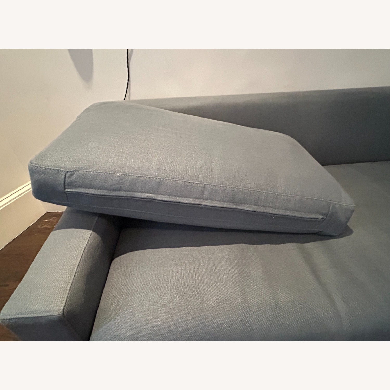 Restoration Hardware Modena Blue Linen 2 Seater Sofa - image-5