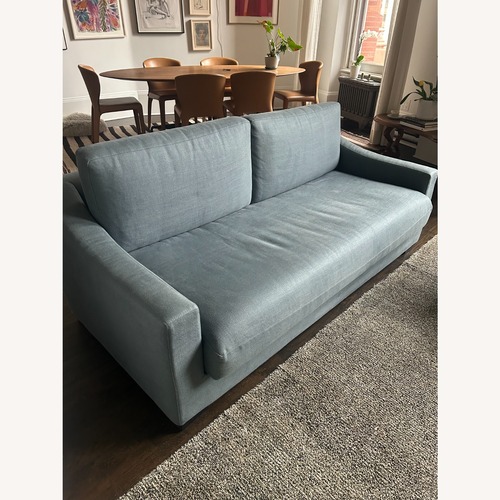 Used Restoration Hardware Modena Blue Linen 2 Seater Sofa for sale on AptDeco