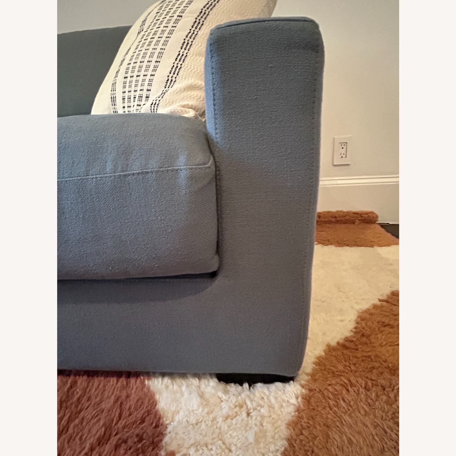 Restoration Hardware Modena Blue Linen 2 Seater Sofa - image-4