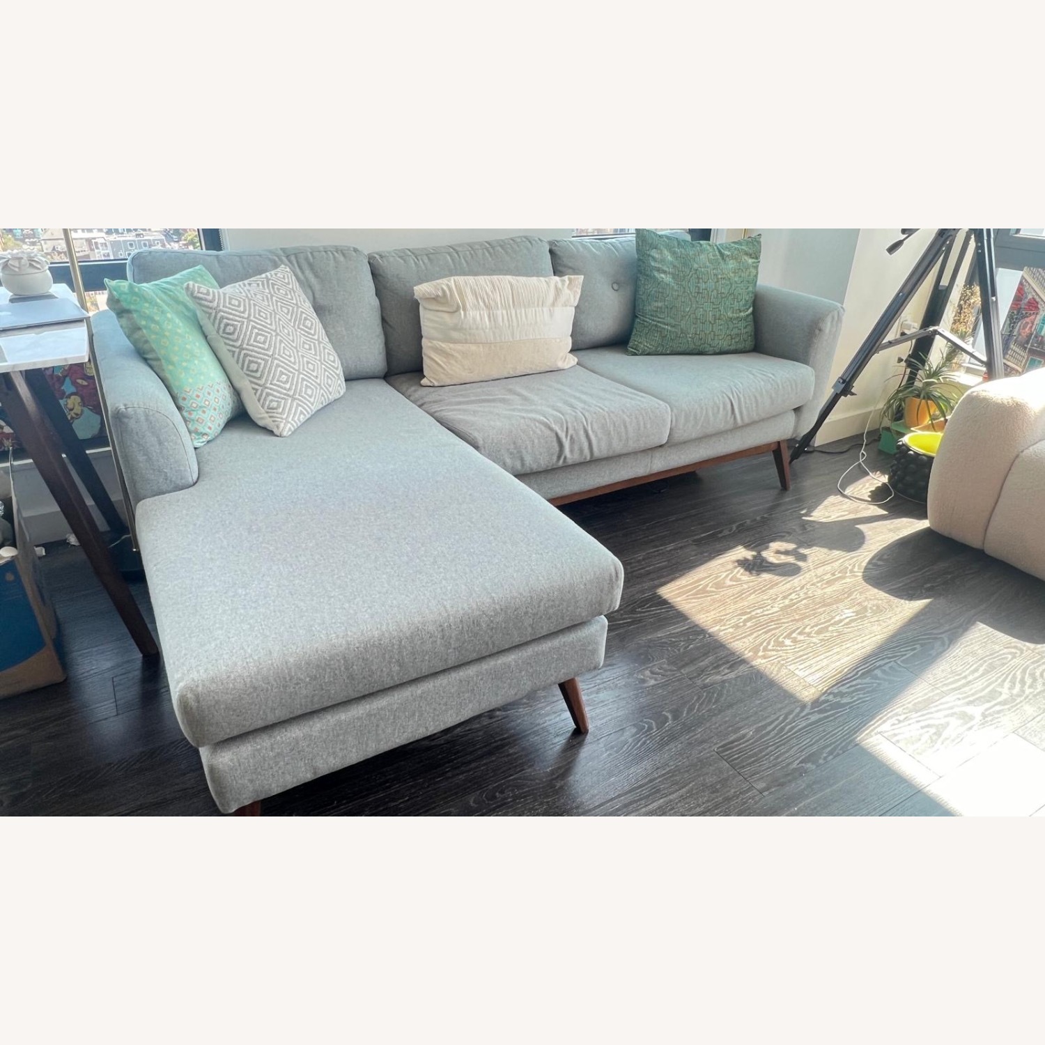 AllModern Light Gray Fabric 3+ Piece Sectional - image-3