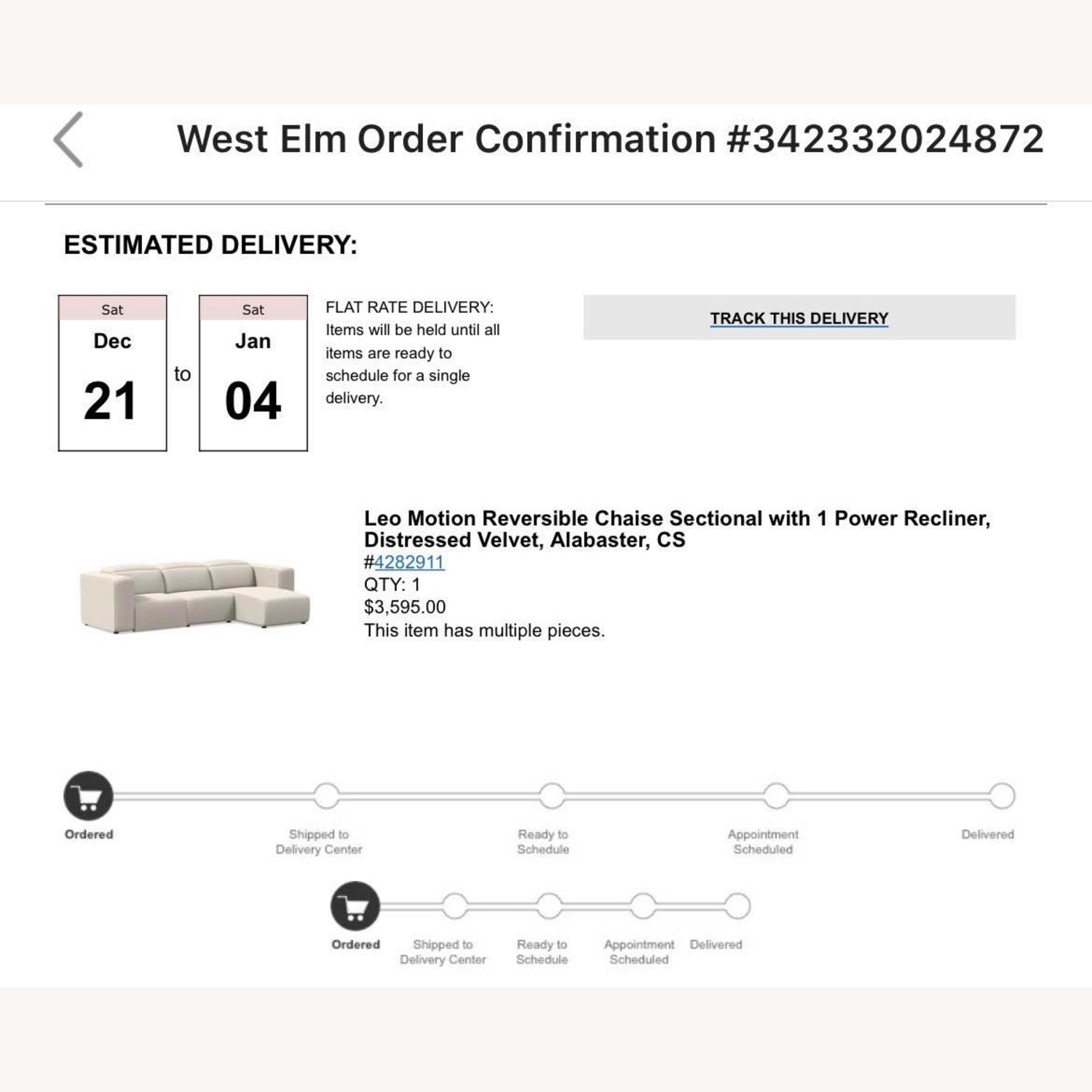 West Elm Leo Motion White Velvet 3+ Seater Sofa - image-3