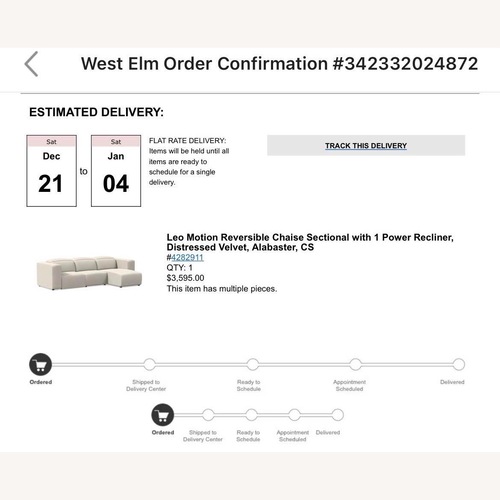 Used West Elm Leo Motion White Velvet 3+ Seater Sofa for sale on AptDeco