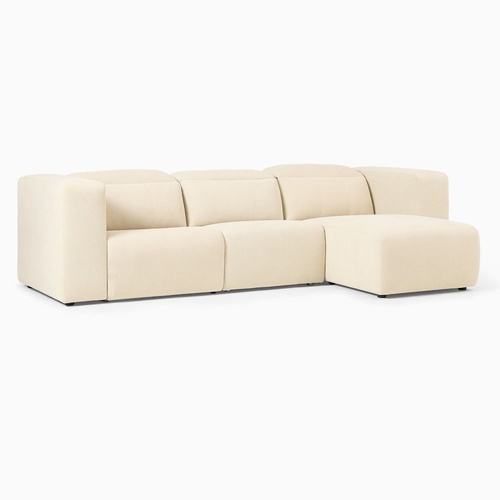 Used West Elm Leo Motion White Velvet 3+ Seater Sofa for sale on AptDeco