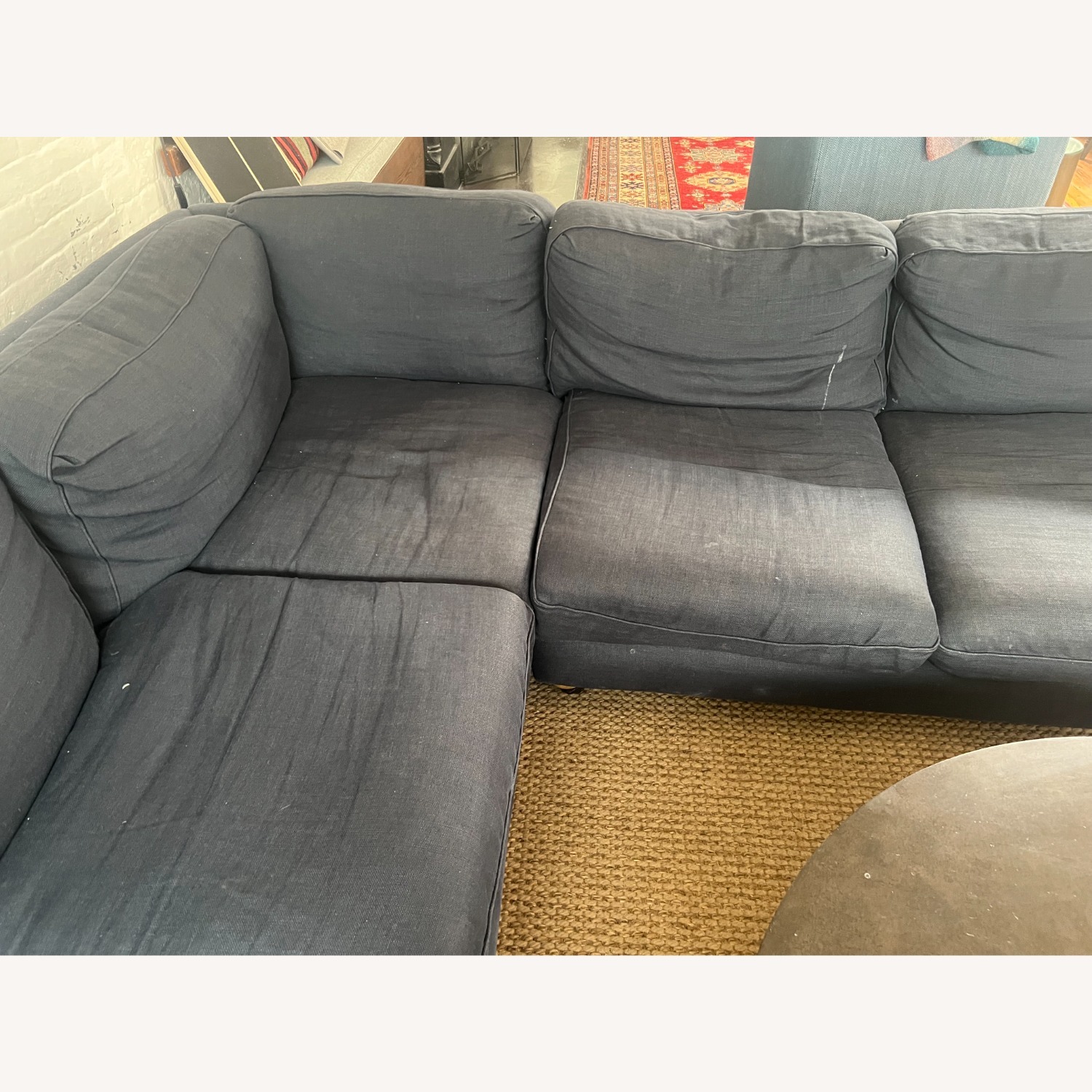 Blue Fabric 3-Piece Sectional - image-2