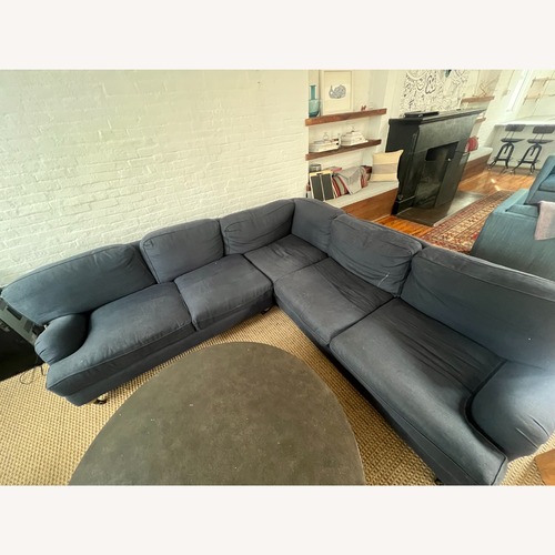 Used Blue Fabric 3-Piece Sectional for sale on AptDeco