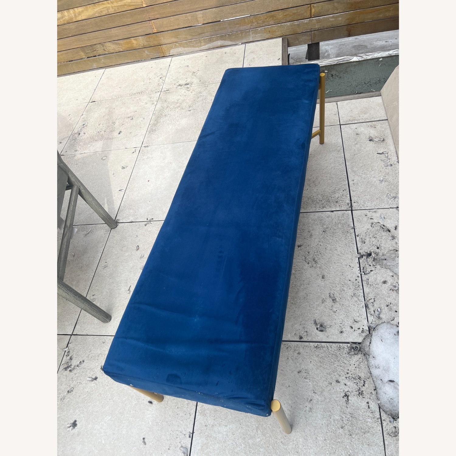 Bed Bath & Beyond Blue Velvet Ottoman - image-3