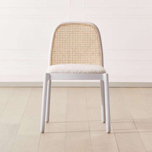 Used CB2 Nadia White Wood Dining Chairs x 2 for sale on AptDeco