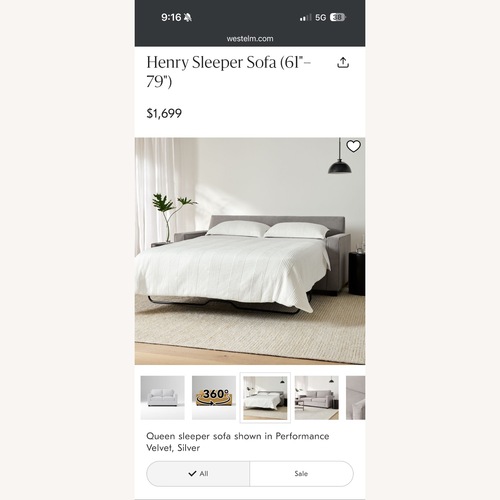 Used Henry Loveseat Sleeper Sofa  for sale on AptDeco