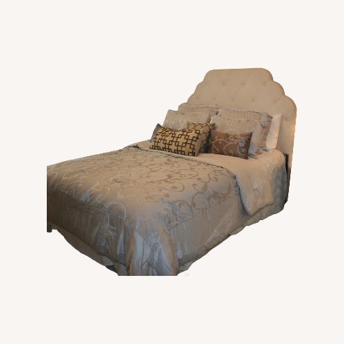 Used Pier 1 Imports White Fabric Queen Bed for sale on AptDeco