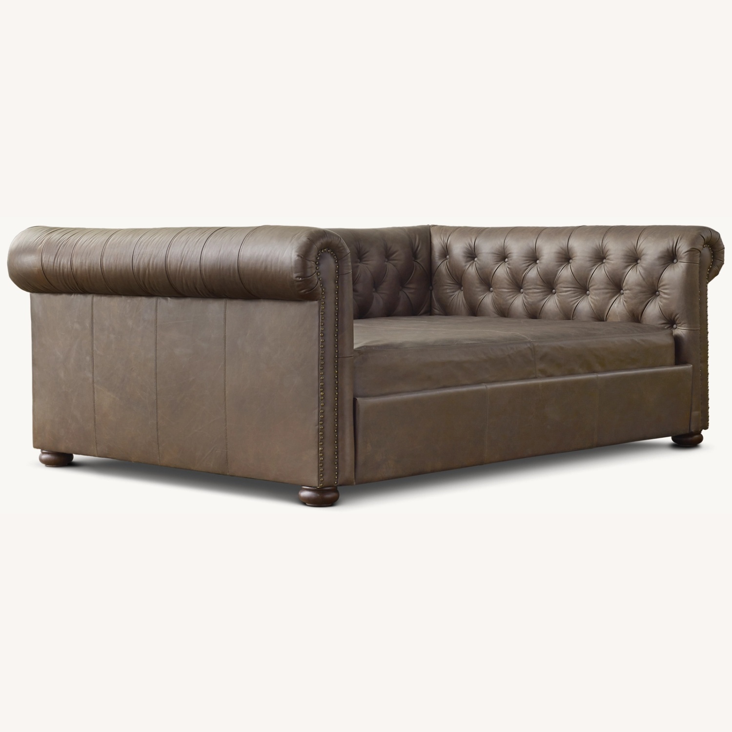 RH Daybed in Chocolate Brown Leather - image-0