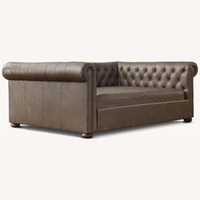 RH Daybed in Chocolate Brown Leather