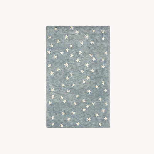 Used Pottery Barn Kids Blue Wool Area Rug 5' x 8' for sale on AptDeco