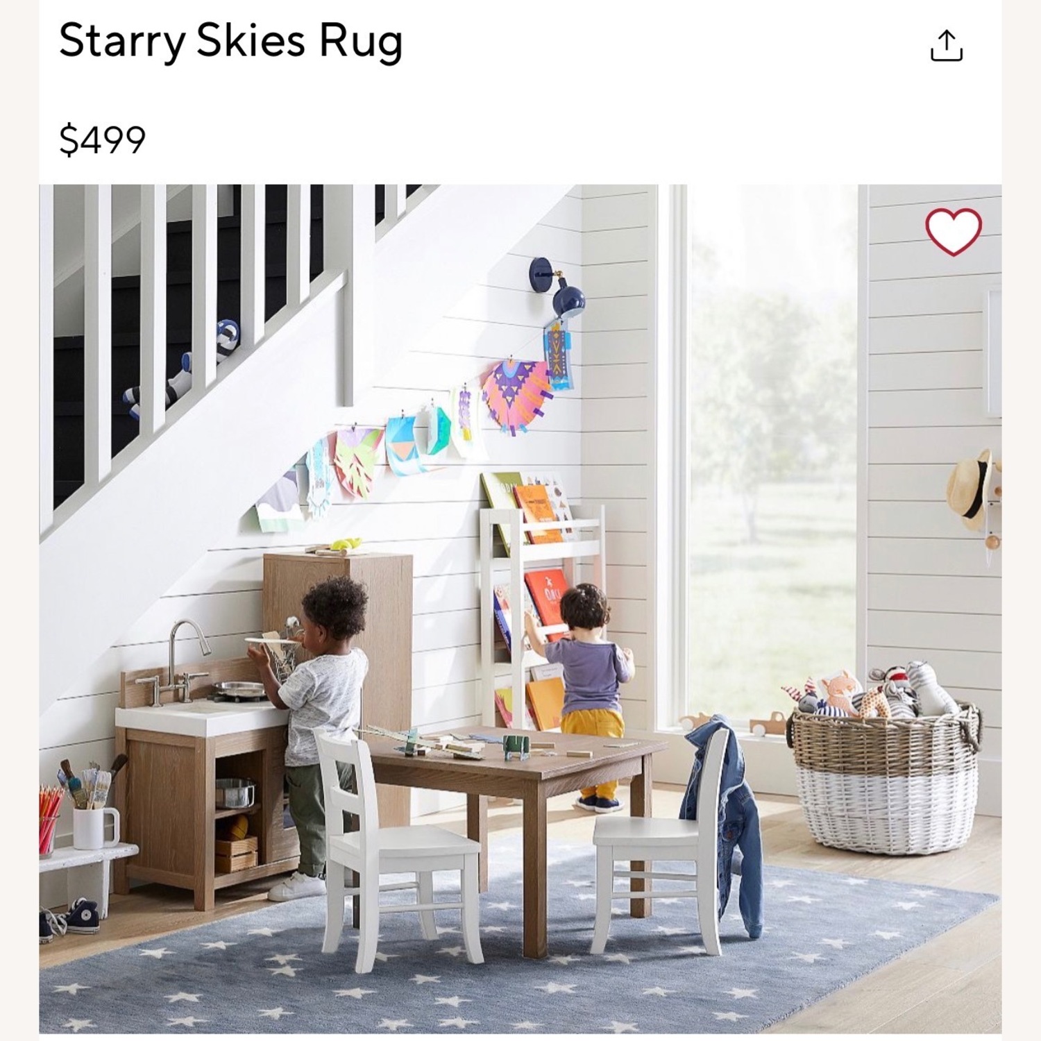 Pottery Barn Kids Blue Wool Area Rug 5' x 8' - image-4