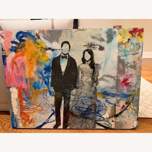 Used Mixed Media Art - Abstract Indian Bride and Groom for sale on AptDeco