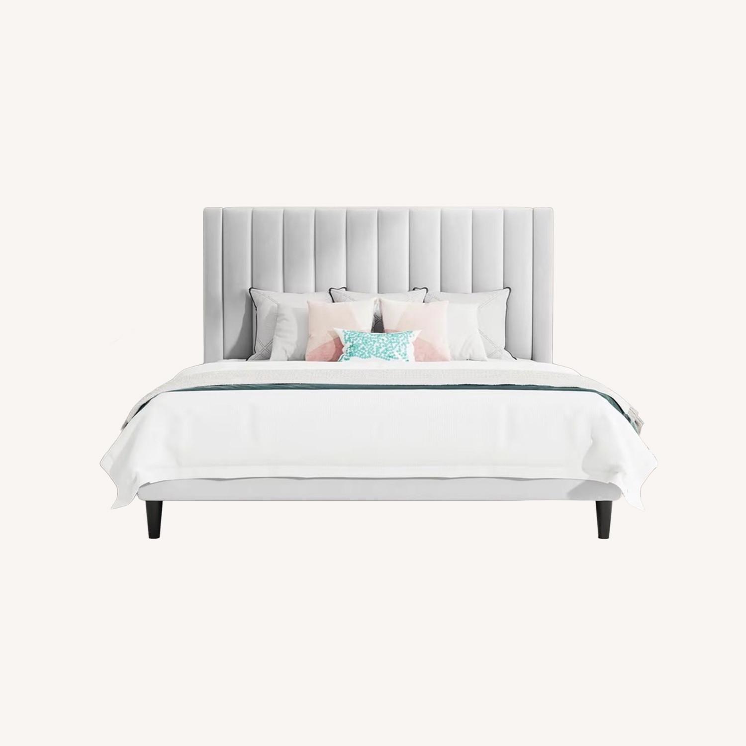 SHA CERLIN Queen Bed Frame (White) - image-0
