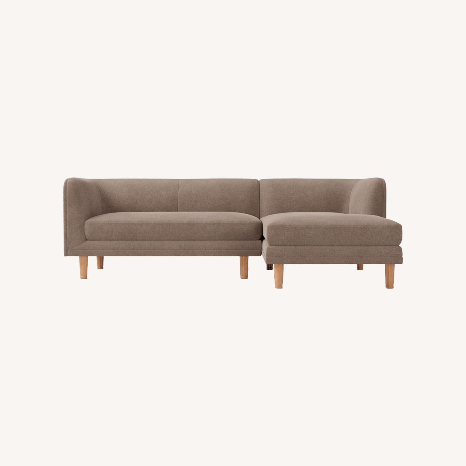 West Elm Marcel Light Brown Velvet 2 Piece Sectional - image-0